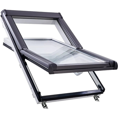 Окно мансардное пластиковое Designo R45 K100L5. 1 камерное. Ручка снизу.